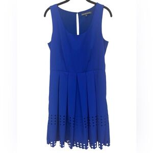 Brixon Ivy Blue Sleeveless Dress Laser Cut Drop Waist Size Large